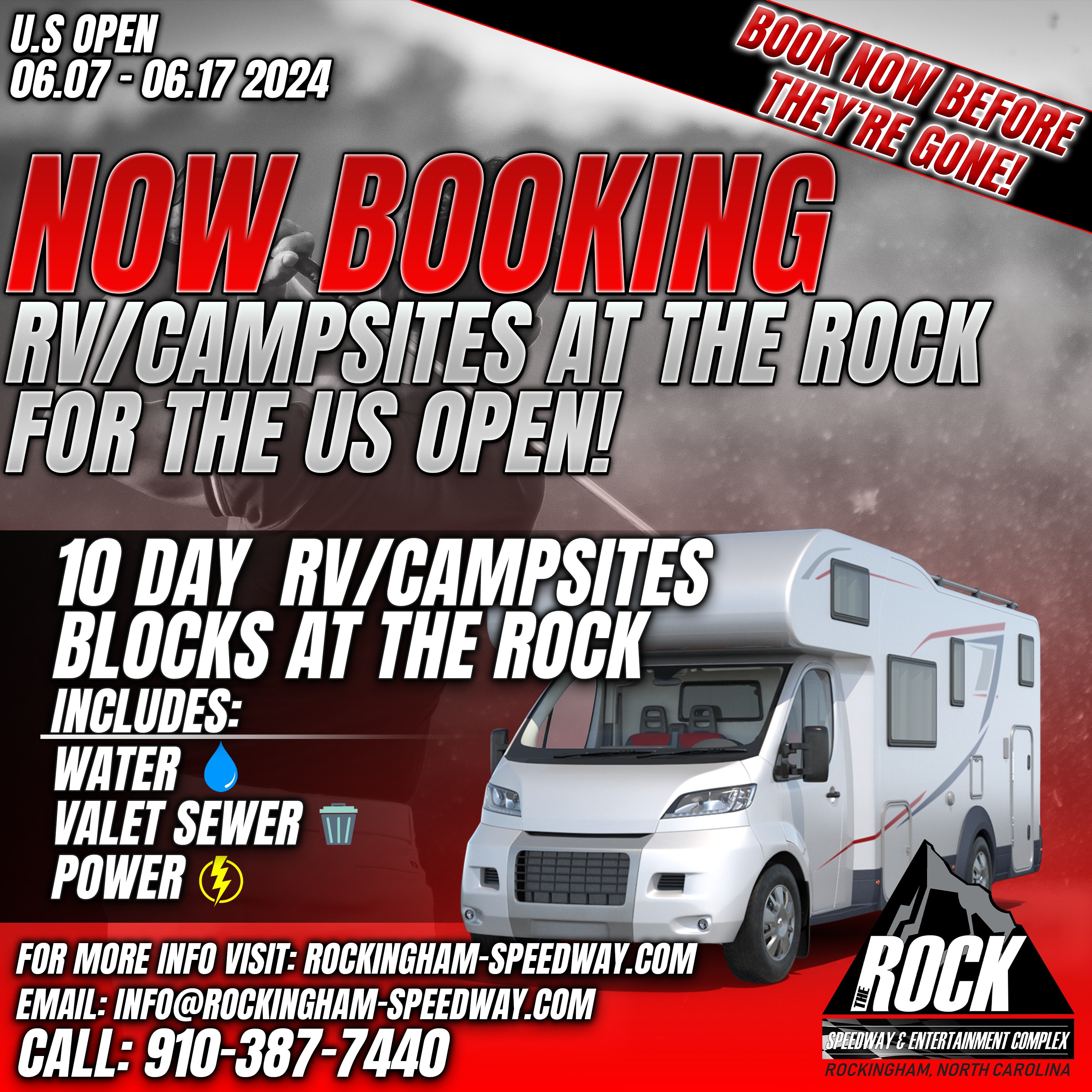 RV/Campsites at the rock for the US open!